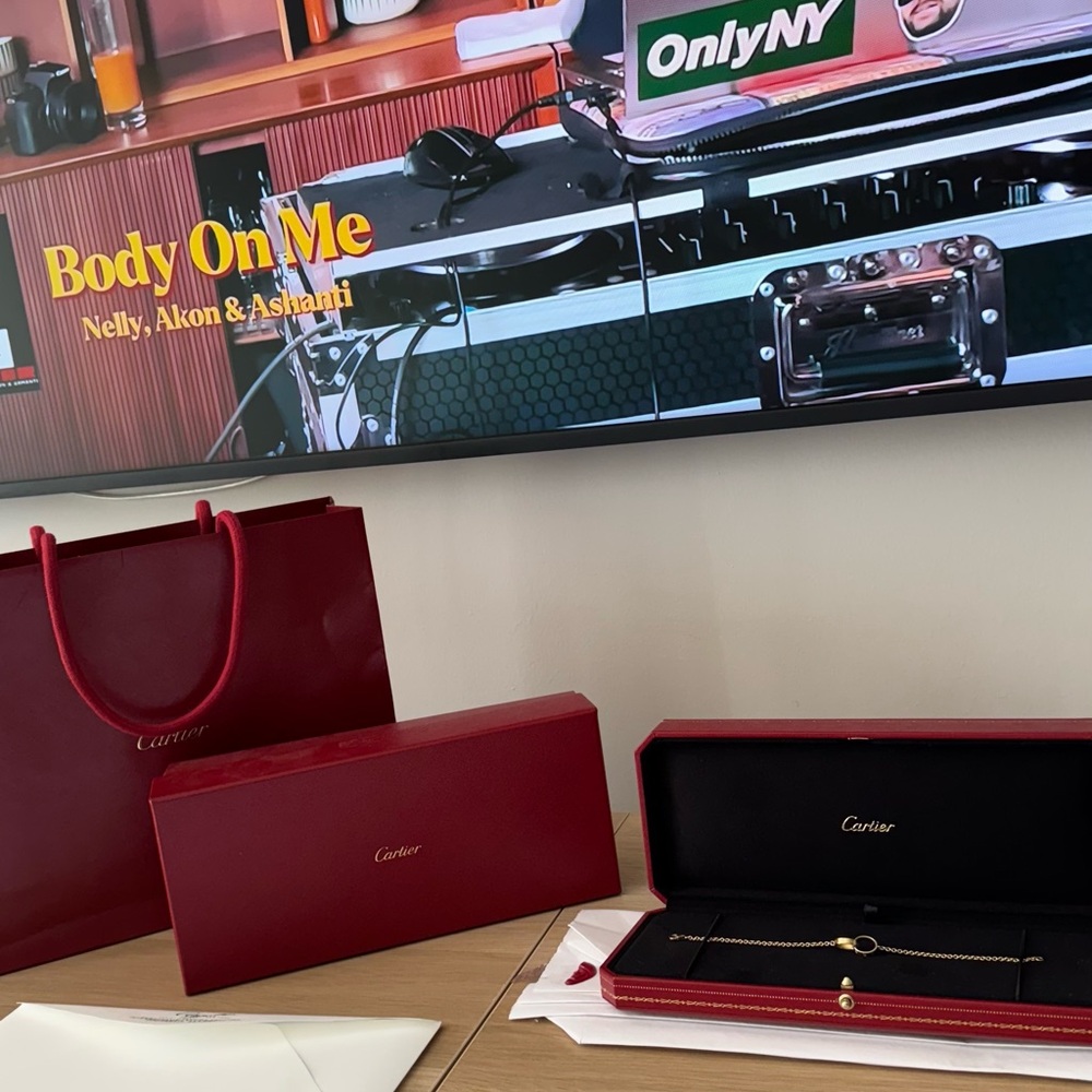 Love Bracelet Cartier Red Jewelry Box and Bag and papers with original giftwrap